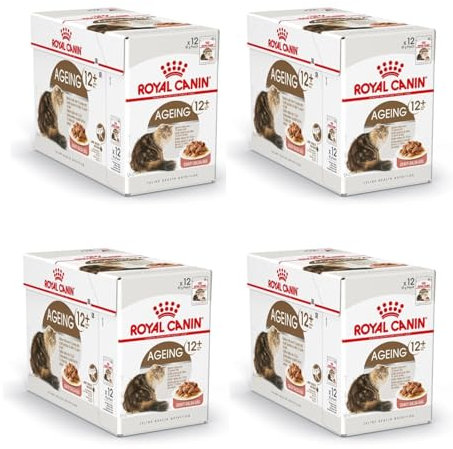 ROYAL CANIN Ageing 12+ in Soße | 48er Pack | 48 x 85 g | Alleinfuttermittel für Senior Katzen ab dem 12. Lebensjahr | Kann die Gesundheit der Nieren und Gelenke unterstützen