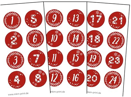 24 Stk Aufkleber DIY Adventskalender