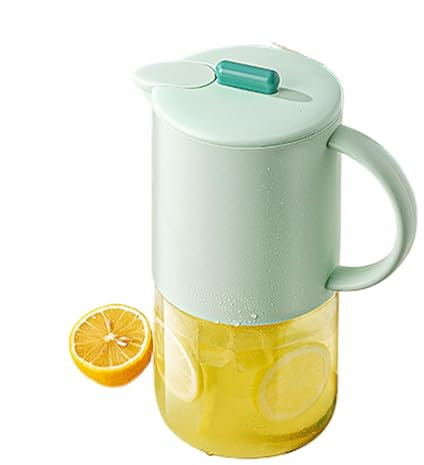 Glass Juice Pitcher, Heat Resistant Tea Pitcher with Handle, Airtight Iced Beverage Dispenser, 1500ml Glasses Drink Dispenser for Fridge, Easy Clean Serveware