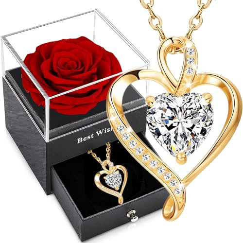Rosa Eterna Rosso,Rosa Stabilizzata Vera,Fiori Conservata Scatola Regali Romantici per Festa della mamma San Valentino Natale Moglie Donna Nonna Compleanno Regalo Anniversario Ringraziamento Festa