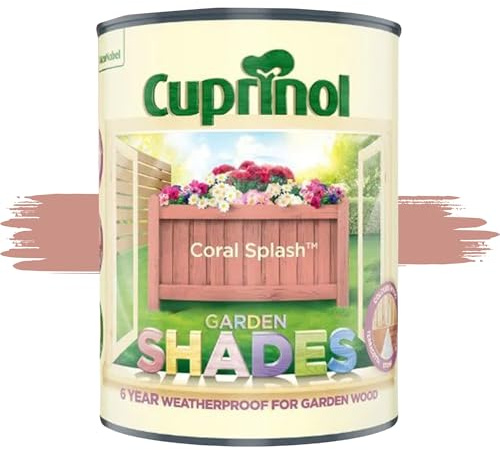 AOC24 Garden Fence Shade Paint - Exterior Wood Paint for Sheds, Fences - Water-Based, Quick Drying 1 Hour - Use on Wood, Terracotta, Stone, Brick - Outdoor Garden (Coral Splash, 1 Liter)