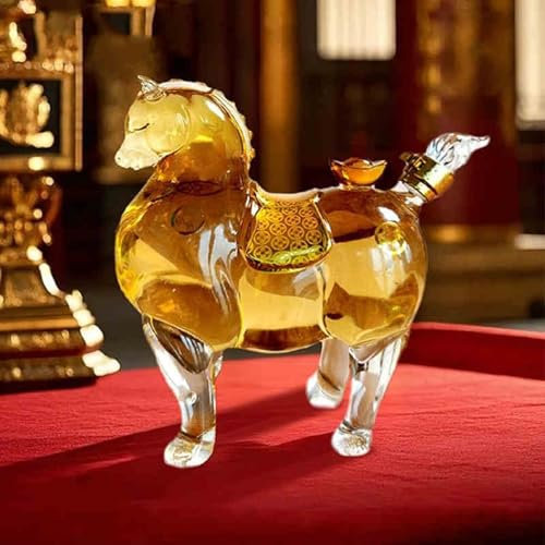 DUOAZJL Art Statue Sculpture - 1000ml Funny Whiskey horse Bottle, 2025 New Glass Animal Whiskey Decanter, Collectibles Gifts(E)