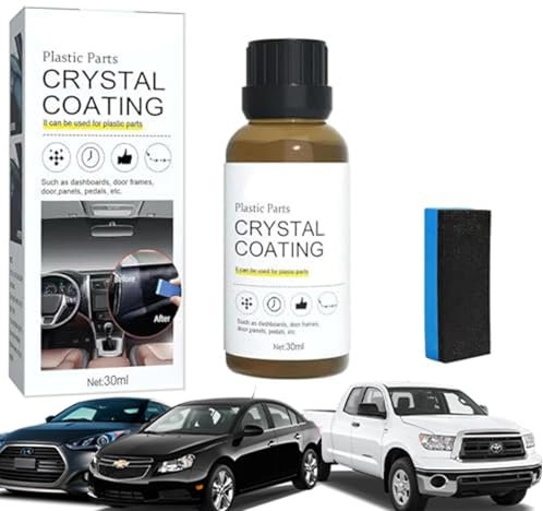 Crystal Coating for Car Plastic Parts, Car Plating Refurbishing Agent, Plastic Parts Crystal Coating Kit, Restorer Refurbish Agent with Sponge for Diy, Models, Automotive (2 Set)
