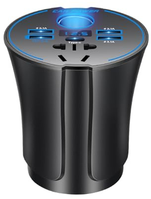 Bexdug Auto Wechselrichter,Wechselrichter mit Schnellladefunktion Auto-Adapter - Stromwandler 12V/24V Zu 230V Sichere Multifunktions-Autozubehör Für Laptops Camping Roadtrips Und Reisezubehör