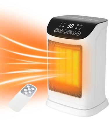 Primevolve Heizlüfter Energiesparender-1800W PTC Keramik Heizlüfter mit Oszillation,12 Stunden-Timer, Fernbedienung, 4 Heizmodi,Thermostat - Leises Energiesparender Heizlüfter