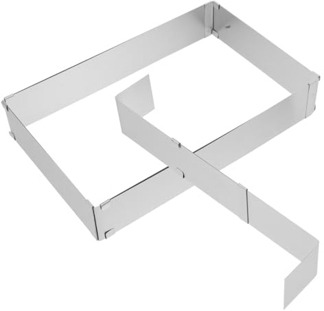 LABRIMP Anello Rettangolare Regolabile Acciaio Inox per Torte e Mousse Teglia Versatile Professionale per Dolci Adatto Decorazioni e Cottura Forno Facile da Trasportare e Pulire
