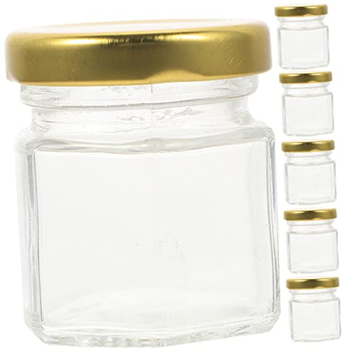 GLEAVI Small Honey Dispenser Jars Easy-to-open Design Made of Glass and Iron Glass Jam Bottles 6pcs with Lids and Easy to Move, for Household Jam Storage and Honey