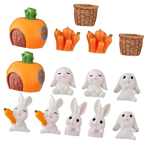 HEMOTON Décorations Pâques Lapin Miniatures PVC Modèles Carottes Jardin DIY Micro Ornements Festifs