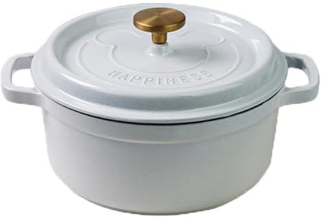 Olla Holandesa de Hierro Fundido Esmaltado de 3.7 L con Tapa, Resistente, Segura para Horno hasta 500°F, Olla de Cocina para Todas las Cocinas, Ideas para Lista de Bodas y Regalos,blanca