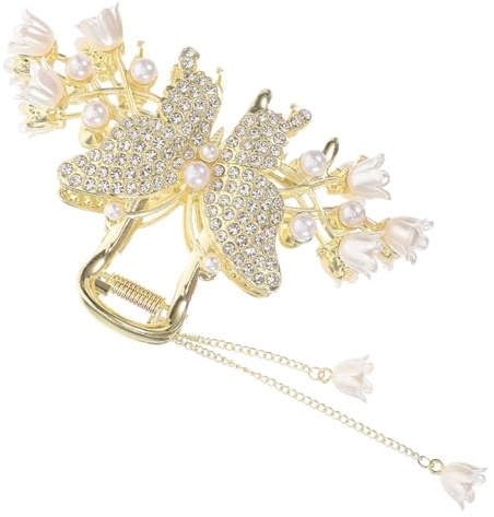 TOGEVAL Horquilla de Metal Forma de Garra Accesorio Cabello Diseño de Flor de Convallaria Decoración Cabello para Mujer Fino