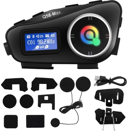 Avutrel 1000m Intercom Moto Système de Communication Entre BT5.3 Réduction du Bruit, appels Mains Libres, Indice d'étanchéité IP65, Compatible avec Tous Les Casques de Moto