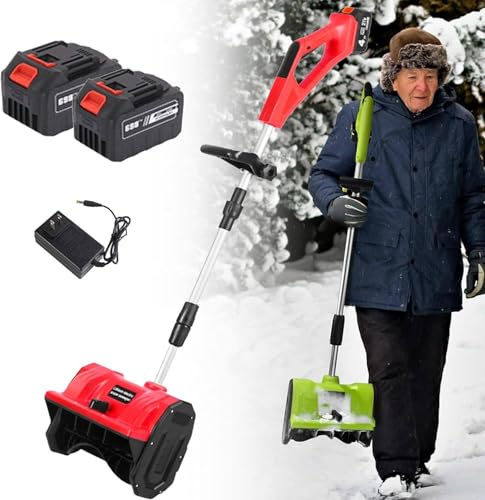 ZXINXIN Pala quitanieves a batería, quitanieves eléctrico de Mano, quitanieves inalámbrico con Mango Ajustable, quitanieves Recargable con Alcance de 8 m para Patio, Parque Infantil, Granja Red