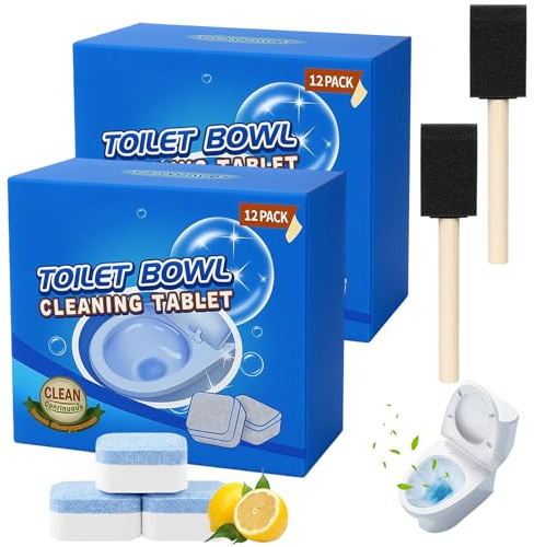 24 Stück WC Schaum, WC Reiniger Extra Stark, Reinigungstabs Mit 2 Bürsten, Kalkentferner Dusche Stark, Toilettenreiniger Extrem Stark,Schnelle Und Einfache Anwendung