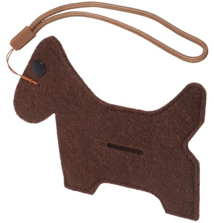 Abaodam Dispenser Portatile per Sacchetti di Rifiuti per Cani in Feltro a Forma di Animale, Marrone, Facile da Fissare a Guinzaglio o Zaino per Passeggiate All'aperto