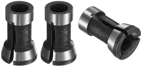 sourcing map 2 adattatori per pinza da 6,35 mm in acciaio al carbonio di precisione per fresatrice e riduzione, codolo per fresa, mandrino di conversione per lavorazione del legno, incisione CNC, nero