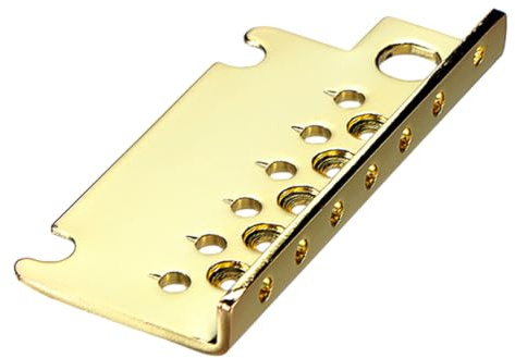 Amosfun Golden Electric Guitar Tremolo Bridge Plate 2-point Metal Mounting for 6 String Guitar, Controlled Pitch Modulation and Sturdy Design Suitable for Studio and Stage Use