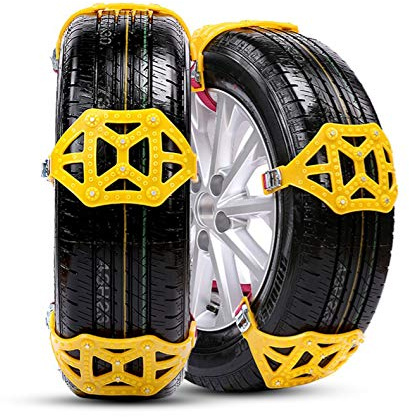 HugeAuto Schneeketten 8Pcs Anti-Rutsch-Schneeketten für Reifen Tragbar Leicht zu montierende Notfall-Traktionsauto Schneereifenketten Universal für Reifen Breite 165-285mm