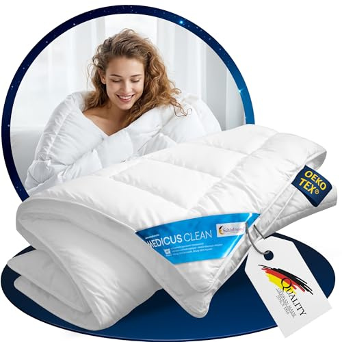 Schlafmond Medicus Clean Allergiker Sommerdecke 200x220 cm - Atmungsaktive Bettdecke 200x220 - Premium Sommer Bettdecke aus Baumwolle - Made in Germany