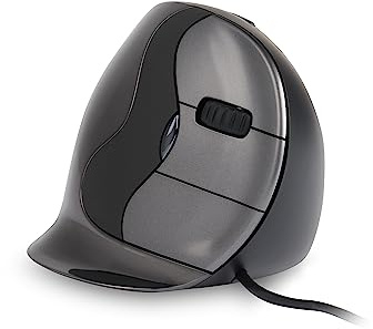 BakkerElkhuizen Evoluent D Wired Large, Vertikale Maus, Rechtshänder, Schwarz/Dunkelgrau/Silber