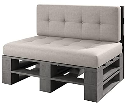 sunnypillow palettenmöbel Europaletten Indoor und Outdoor - Lounge gartenmöbel Holz gartenmöbel Set Lounge möbel Terrasse Balkon loft Stil Paletten Palette (Grau Bank 120 x 80 cm Höhe : 30 cm)