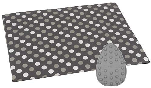 SEMPLIX Bügel Set – Bügelunterlage mit rutschhemmender Rückseite 30 x 40 cm und Mini Bügeleisenablage 10,5 x 15,5 cm (grau)