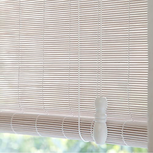 Tende in bambù Bianca Tenda a Rullo in bambù Tapparella Avvolgibile Bamboo,Filtraggio della Luce Schermata Privacy per Soggiorno Camera da Letto Ufficio,Taglia Personalizzabile (90x180cm/36x71in)