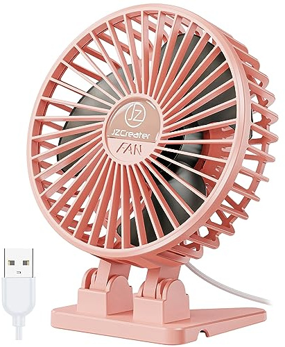 JZCreater Ventilador de escritorio USB, mini ventilador portátil, 3 velocidades, refrigeración de mesa de escritorio, enchufe de alimentación, rotación de viento fuerte, ventilador personal pequeño