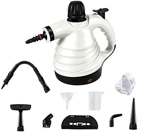 Pulitore a Vapore Portatile 350ML Pulitore a Vapore Pistola a Vapore con 9 Accessori per Rimuovere Le Macchie da Seggiolini Auto Cucine Bagni con Finestre e Altro