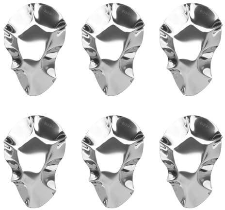 Luxshiny 6pcs Stainless Steel Oyster Dishes - 12x7.5cm Metal Dipping Sauce Bowls for Grilling, Cooking & Serving - Oven & BBQ Safe - Stackable Design (Silver)