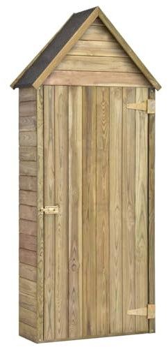 Susany Garten-Geräteschuppen Gerätehaus Mit 4 offenen Ablageflächen,Geräteschrank Schuppen aus Imprägniertes Kiefernholz 77 x 37 x 178 cm Design mit Einer Tür,Natur