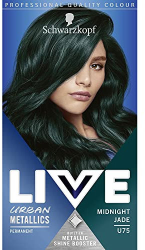 Schwarzkopf LIVE Urban Metallics Midnight Jade Permanente Haarfarbe U75, lebendige dunkelgrüne Haarfarbe, langanhaltende Farbe, angereichert mit Kokosöl für glänzendes Haar