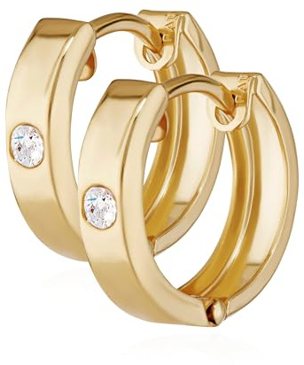 NKlaus Par 375 gult guld vikbara creoler örhängen 12,5 x 3,1 mm zirkonia kvadratisk 4920