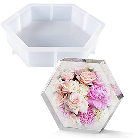 Cayway Große Epoxidharz Formen, Hexagon Resin Silikonform Silikonform, Gießform für Einem Anfängerset, die Erhaltung von Blumen, DIY-Hochzeit Jubiläumsgeschenk