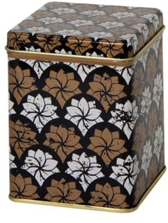 Lotus Dream - Retro/Vintage Style Square Tea Caddy/Kitchen Storage Tin - Copper & Cream (100 g) - 7.5 x 7.5 x 9.5 cm