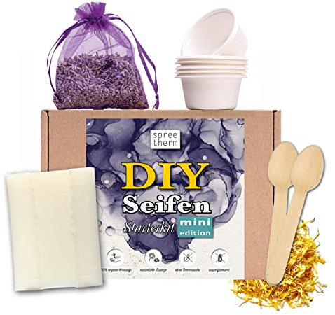 spreetherm Seife selber Machen, DIY Set inkl. 100% Veganer Kernseife, UVM. - Highlights: Natürliche Zutaten, Keine Tierversuche, unparfümiert.