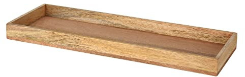 Spetebo XL Mangoholz Kerzentablett eckig - 50 x 18 cm - Deko Holztablett mit Rand - Massiv Holz Obst Schale Servier Brett Kerzen Tablett Adventskranz Weihnachten
