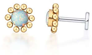 limerencia G23 F136 Titan Piercing Ohrstecker mit flacher Rückseite | Implantatqualität, 18g gewindelose Push-Press-Verschlüsse, geeignet für Knorpel, Helix, Tragus, Labret und Lippenpiercings