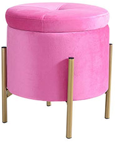 AZICYN Ottomane Fußschemel Fußhocker Fußhocker, Ottomane Aufbewahrungshocker Schuhhocker Runde Fußstütze Spielzeugkisten, 5 Farben (Color : Pink, Size : 37X40.5CM) (Pink 37X40.5CM)