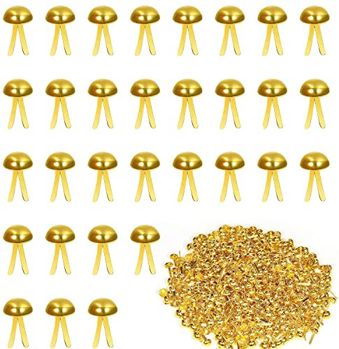 YUE QIN 500 Stück Musterbeutelklammern Mini Rundkopfklammern Metall Brads Papierverschlüsse Briefklammern für Kartenherstellung Scrapbooking Kunst Basteln DIY (0.3 x 0.47 Zoll)