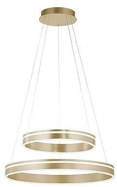 Paul Neuhaus Q-VITO LED Pendelleuchte, Works with Alexa – Smart Home, Fernbedienung CCT warmeiß – kaltweiß (59cm Doppelring messing)