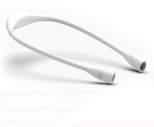 LOGT Hals Leselampe Buch, Buchlampe Wiederaufladbar, Leichte und Flexible Buchlicht mit 3 Farben Helligkeit Einstellbar, Biegbare Arme, Halslampe für Lesen Stricken Häkeln Nähen Campen Reparieren