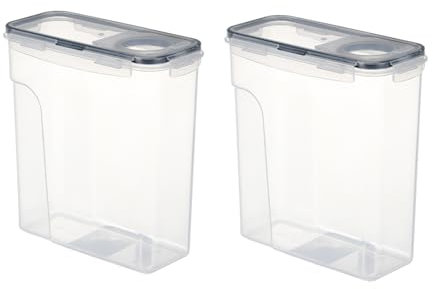 Soulnioi Cereal Storage Containers, Set of 2 Food Storage Containers Plastic Airtight Storage Practical Kitchen Storage Container for Flour, Pet Food, Sugar Storage - 4L/Black