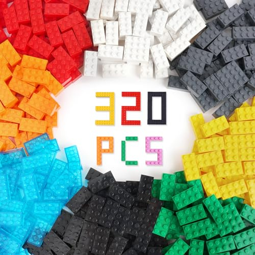 HOTUT Mattoncini Costruzioni per Bambini, 320 Pezzi Mattoncini Colorati da Costruzione, Classic Colore Bricks Blocks Giocattolo per Bambini, Compatibili con Tutti i Marchi Classic di Mattoni