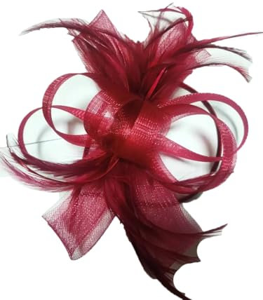 Haarreif Fascinator für Damen, Teeparty, Haarspange, Derby-Hut, Blumenschleier, Hochzeits-Fascinator, Weinrot