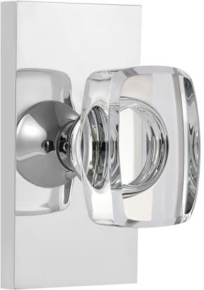 HIEMEY Türknauf aus Glas, Kristall, Schrankgriffe, Türgriffe, für Innenbereich, Flur und Schrank, transparent, nicht drehend, einseitig, inaktiv, 4 Stück, poliertes Chrom