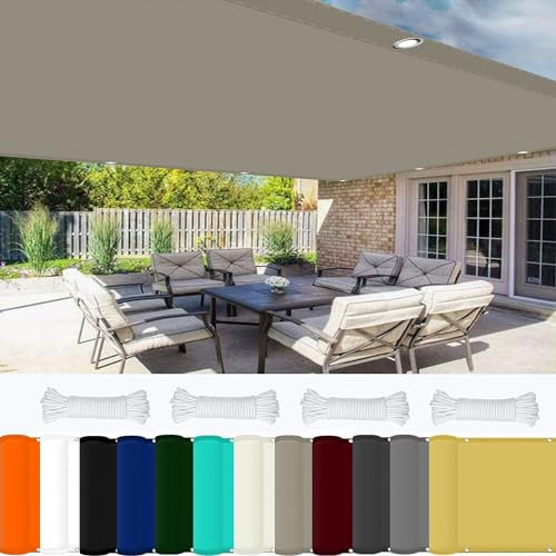 Gartenüberdachung 2.6 x 4.2 m 98% UV Schutz Sonnensegel Sandkasten mit Ösen Und Kordel,Ohne Bohren für Garten Balkon Terrasse Camping, Khaki