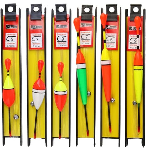 Wonvify Flotadores de Pesca Bobbers, 6 Piezas de Flotadores de Pesca con Plomada, Sedal y Anzuelo (5#, 7#, 9#) para Piscina, Pesca Salvaje, Lago, Pesca en el Mar