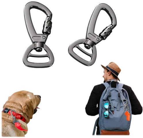 2 Piezas de Mosquetón con Articulación Giratoria，Mosquetón Gatillo Ganchos，Llavero De Mosquetón Giratorio，Gancho De Seguridad Giratorio ，Gancho De Gatillo De ，Adecuado para Llavero，Correa De Perro.