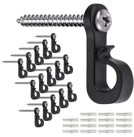 SinChic Crochets à vis,20 PCS Crochet de Suspension Extérieur Crochet Guirlande Lumineuse Polyvalent Crochets à Vis avec Boucle de Sécurité pour Guirlande Lumineuse Extérieure