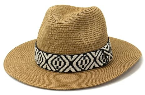FULUJIDI Fedora Trilby Filzhut Hut Frauen Männer Outdoor Reise Strand Sonnenschirm Sonnenhut Sonnenhut Breite Krempe Solid Kappen Verstellbare Khaki